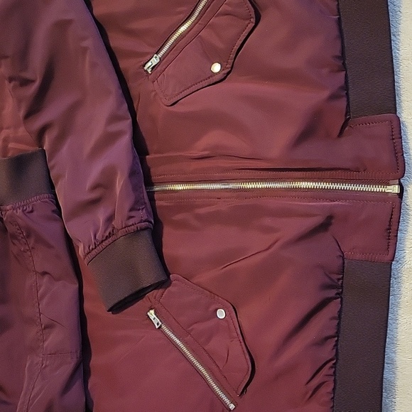 ZARA TRF Outerwear Sateen Bomber Jacket, S, Burgundy, VGUC - Picture 11 of 11